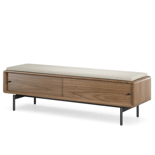 LINQ Bench in walnut with almond cover 