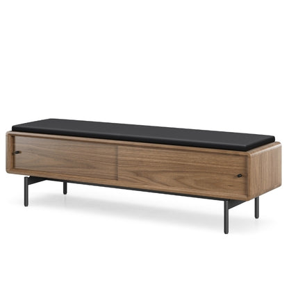 LINQ Bench in walnut with pepper leather cover 