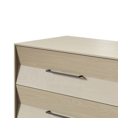 KAVA 5 drawer chest in washed oak close up view of top drawer corner