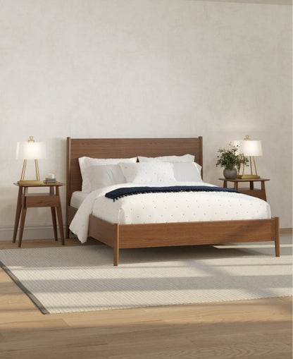 Walnut Grove Nightstand in decorated bedroom with bed and rug