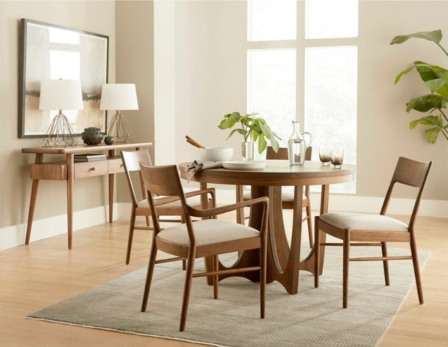 Walnut Grove Side Chair in decorated dining room with table, console, and rug