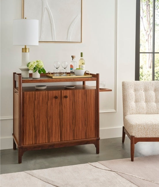 Walnut Grove Small Server with rug, seating, and decor