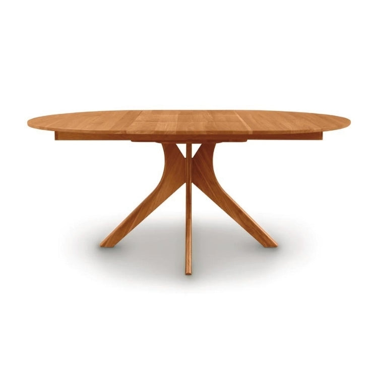 Audrey Round Extension Table in cherry, extended front view