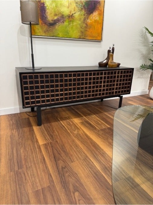 Media Cabinet by BDI is featured in Ebonized Ash and Natural Walnut.&nbsp;