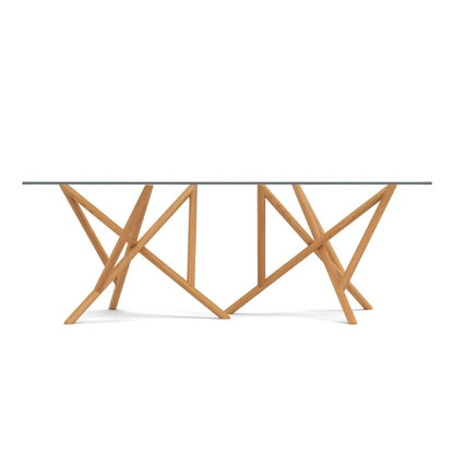 Baton Glass Top Table in Natural Cherry head on