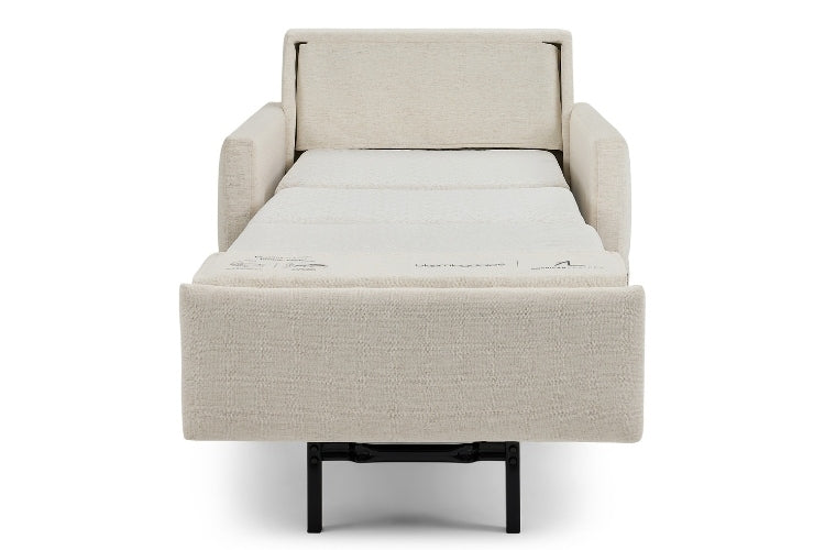 Beige sofa chair with mattress on a white background
