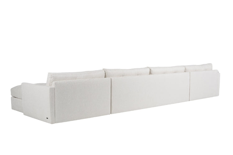 Carmet Elements Sectional in white with tufted cushion back angled view