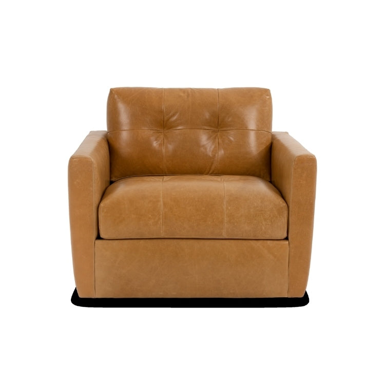 Brown leather armchair on a white background