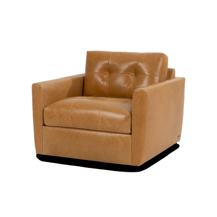 Brown leather armchair on a white background