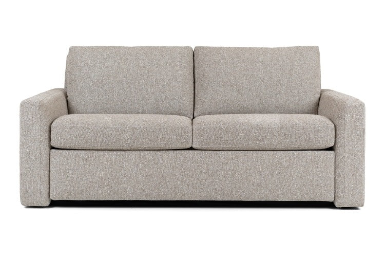 Gray 2 seat fabric sofa on a white background