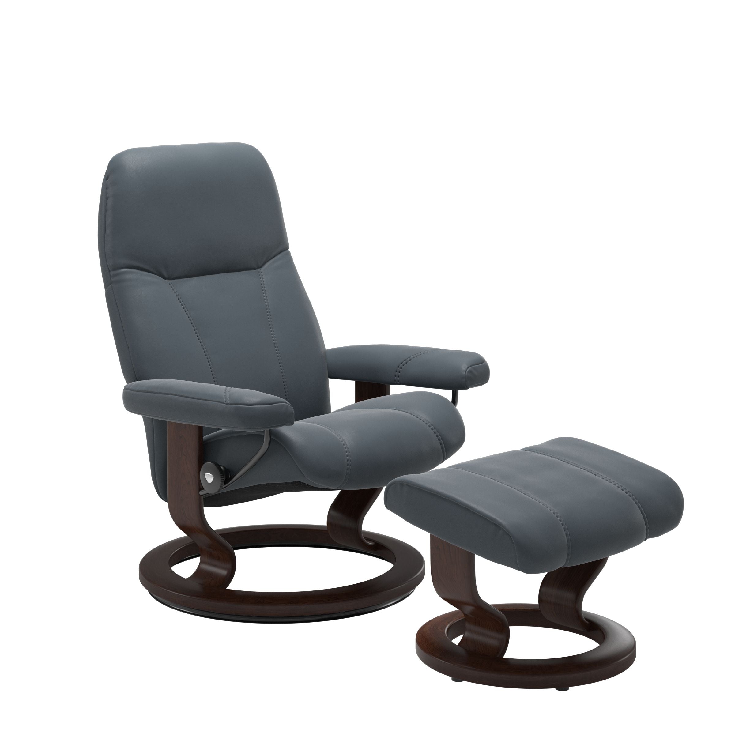 Stressless Consul Medium Recliner and Ottoman with Classic Base