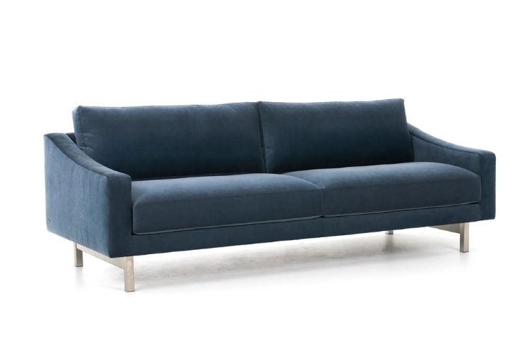 Doran Elements Leather Sofa high leg in blue angled