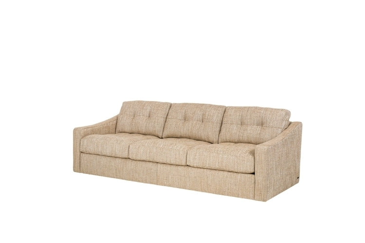 Doran Elements Leather Sofa low leg in beige with tufted cushions angled 