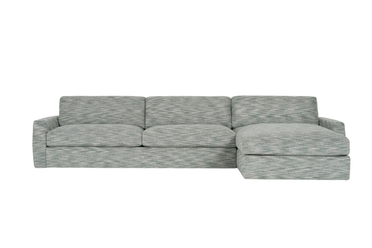 Gray sectional sofa with 2 seats and a chaise lounge