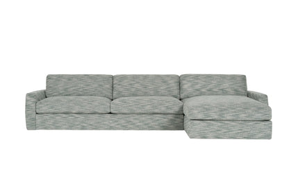 Gray sectional sofa with 2 seats and a chaise lounge