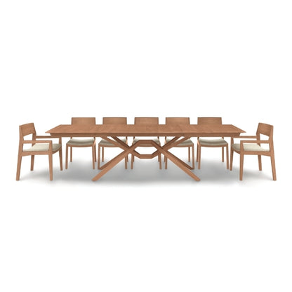 Exeter Extension Table cherry extended with 7 chairs