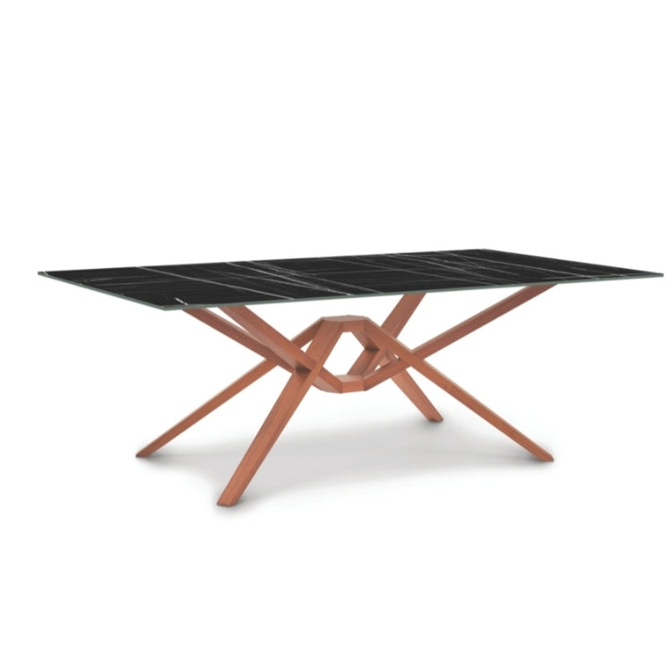 Exeter Stone Top Rectangular Table in Natural Cherry with Sahara Noir stone