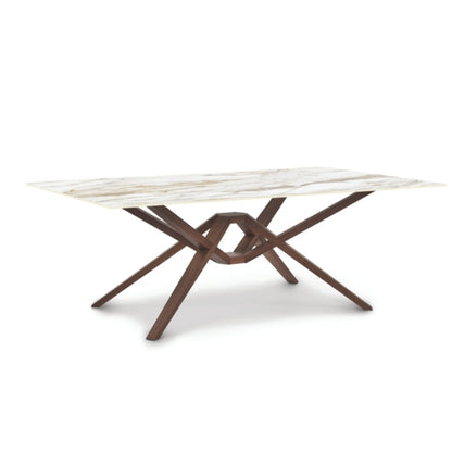 Exeter Stone Top Rectangular Table in Natural Walnut with Macchia Vecchia stone