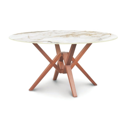 Exeter Round Stone Top Table in Natural Cherry with Macchia Vecchia stone