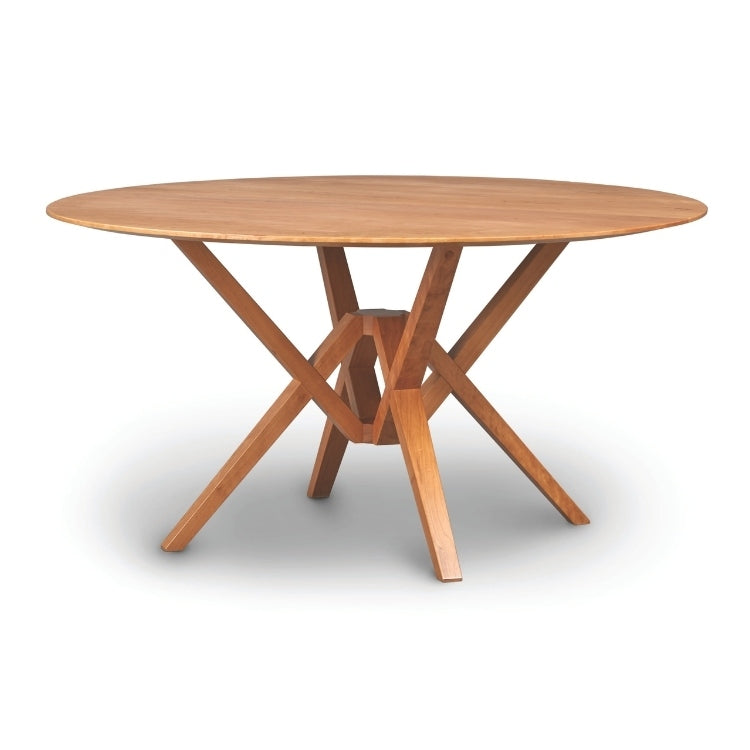 Exeter Round Fixed Top Table cherry angle view