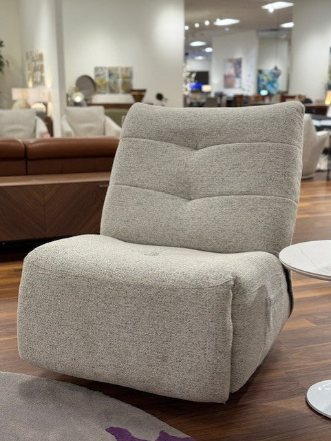 Gray armchair in a showroom setting 