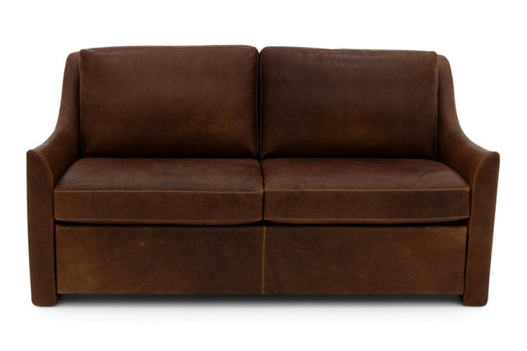 Sofa by American Leather—modern wing-arm styling in dark brown 
