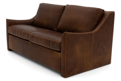 Sofa by American Leather—modern wing-arm styling in dark brown