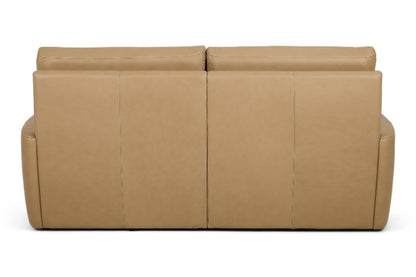 Back side of Tan leather sofa on a white background
