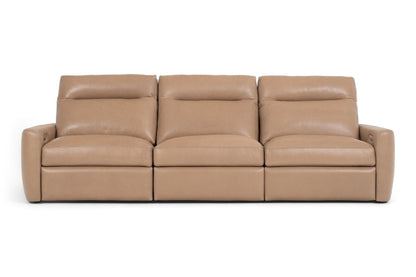 Keystone 3-Seat Power Recliner in tan leather