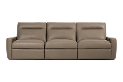 Keystone 3-Seat Power Recliner in Brown leather