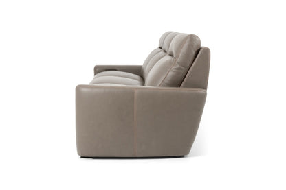 Side view of Keystone 3-Seat Power Recliner in Brown leather 