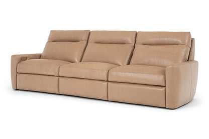 Keystone 3-Seat Power Recliner in tan leather 