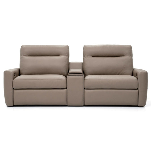 Beige Leather Theater Recliner with two seats 