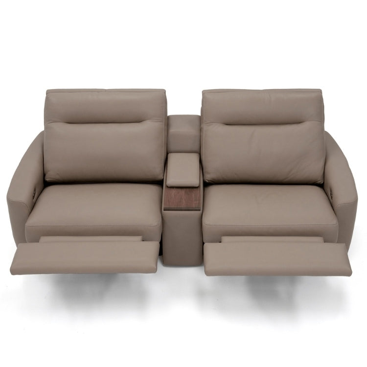 Beige Leather Theater Recliner with two seats 
