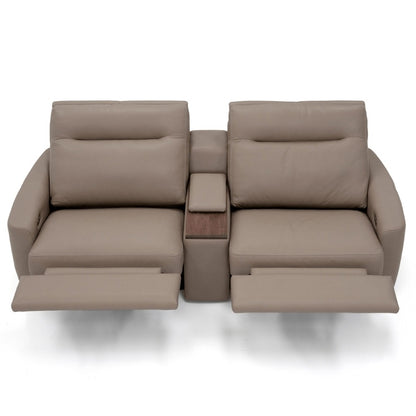Beige Leather Theater Recliner with two seats 