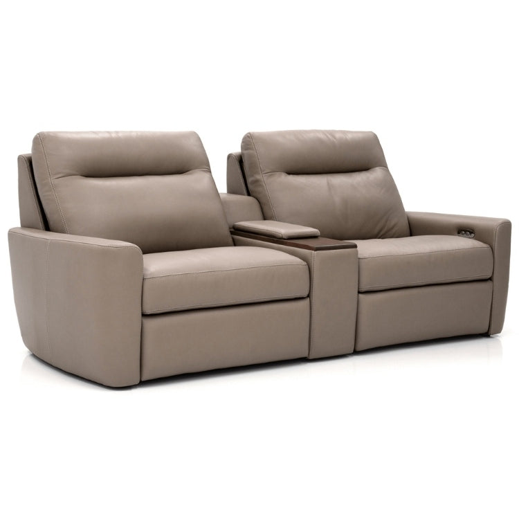 Beige Leather Theater Recliner with two seats 