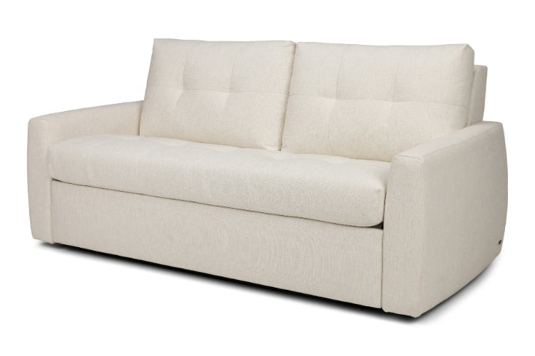 Beige sofa bed on a white background