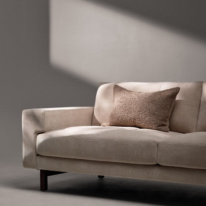 Lawson Elements Sofa high leg with tufted cushions close up angled view