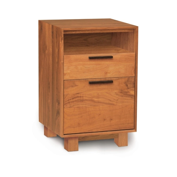 Linear Narrow File Stationary Cherry with cubby angle view