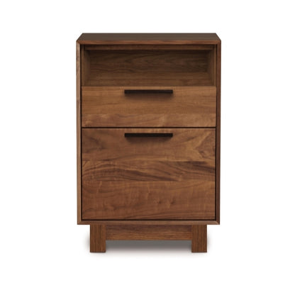 Linear Narrow File Stationary Walnut with cubby front view