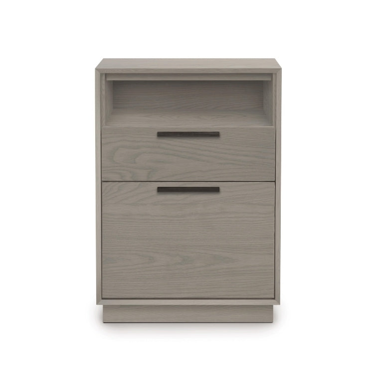 Linear Narrow File Rolling Oak with cubby front view