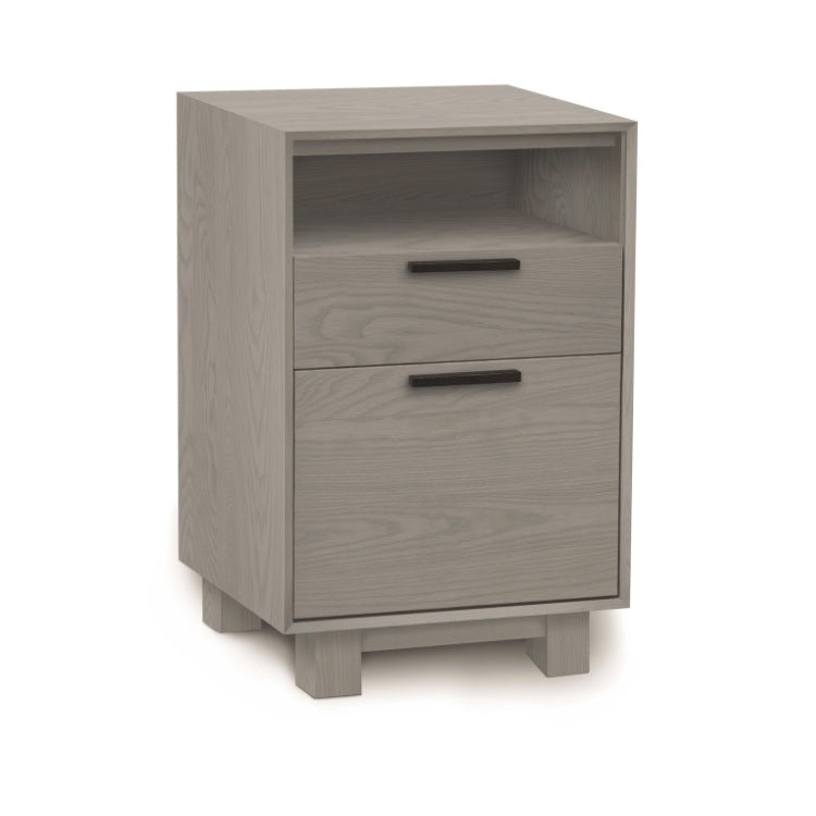 Linear Narrow File Stationary Oak with cubby angle view
