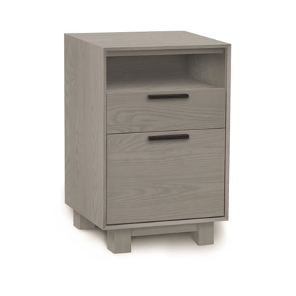 Linear Narrow File Stationary Oak with cubby angle view