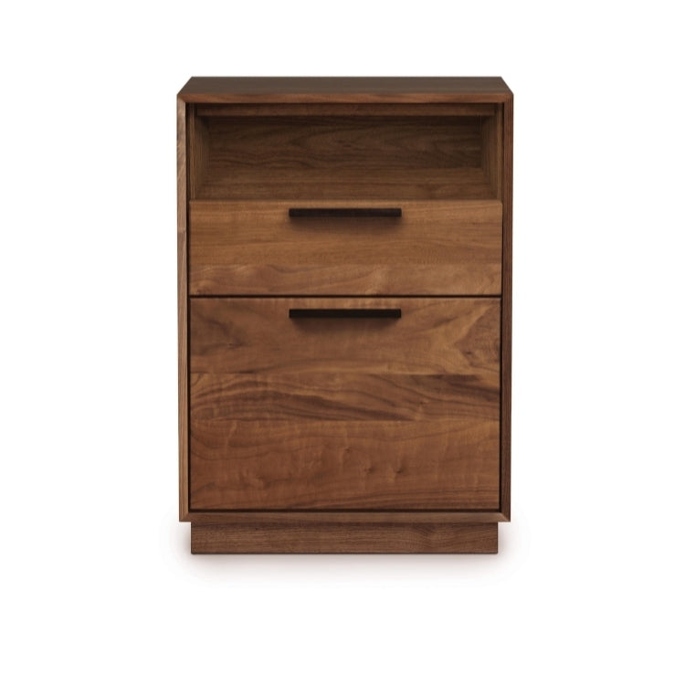 Linear Narrow File Rolling with Cubby Walnut front view