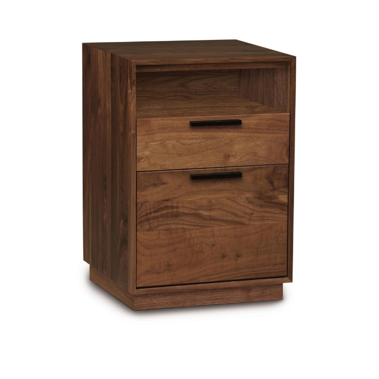 Linear Narrow File Rolling Walnut with Cubby angle view