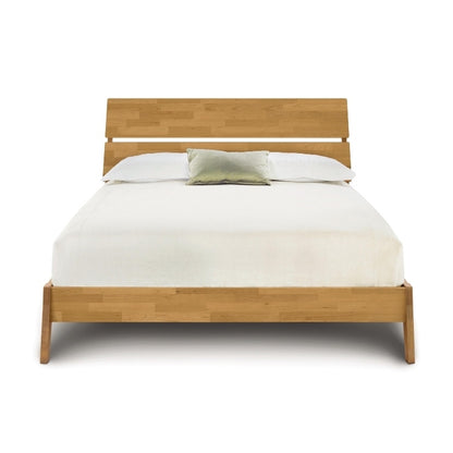 Linn Platform Bed in Cherry front view with slatted head board