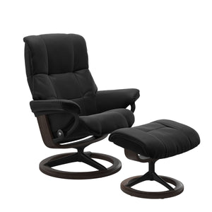Stressless Mayfair Medium Recliner and Ottoman with Signature Base Matte Black