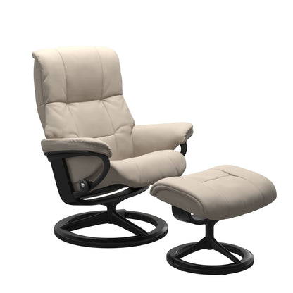 Paloma fog recliner chair with ottoman black matte metal and wooden black signature base