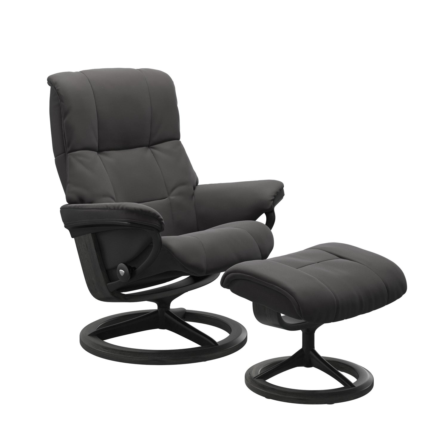 Paloma Rock recliner chair with ottoman black matte metal and wooden grey signature frame
