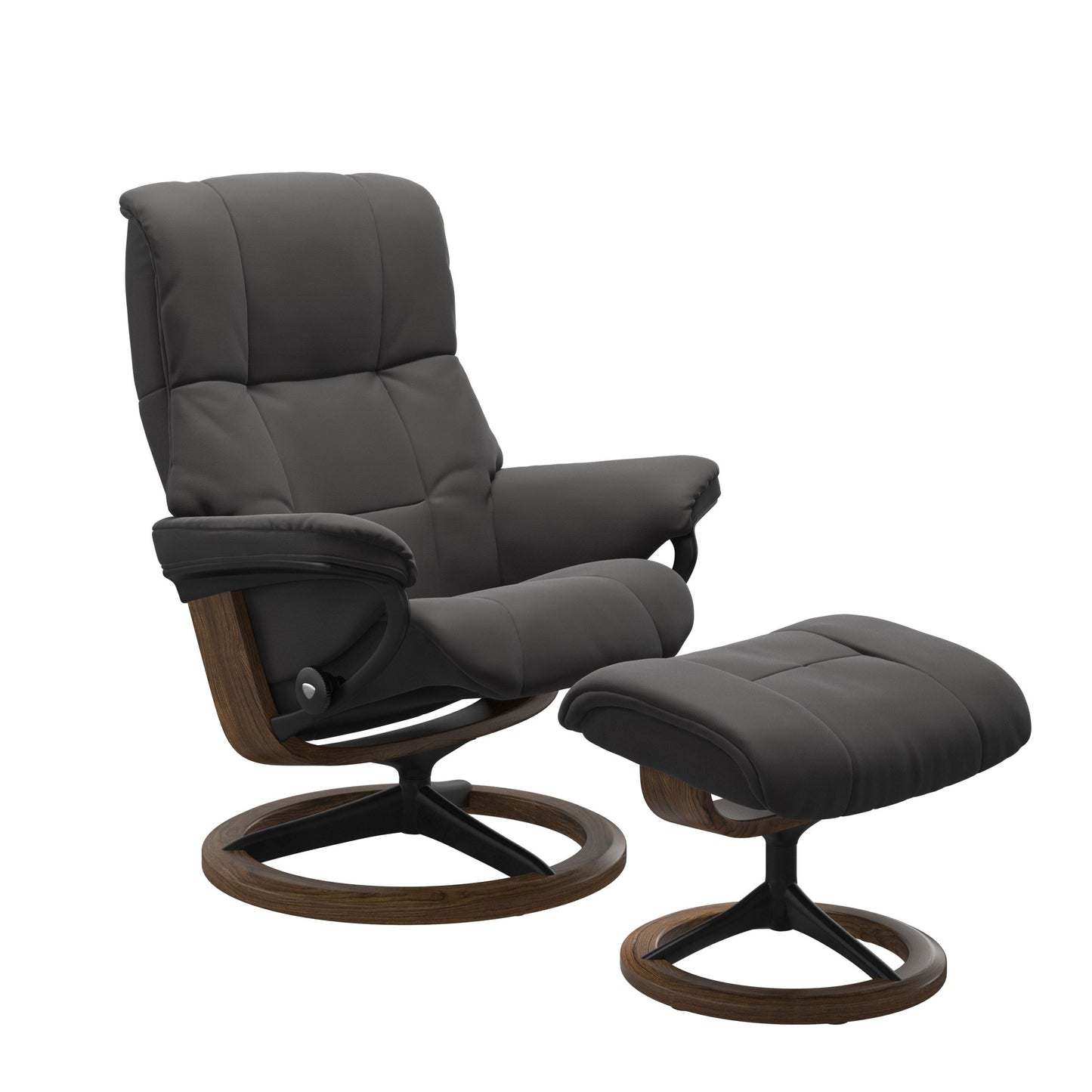 Paloma Rock recliner chair with ottoman black matte metal and wooden teak signature frame